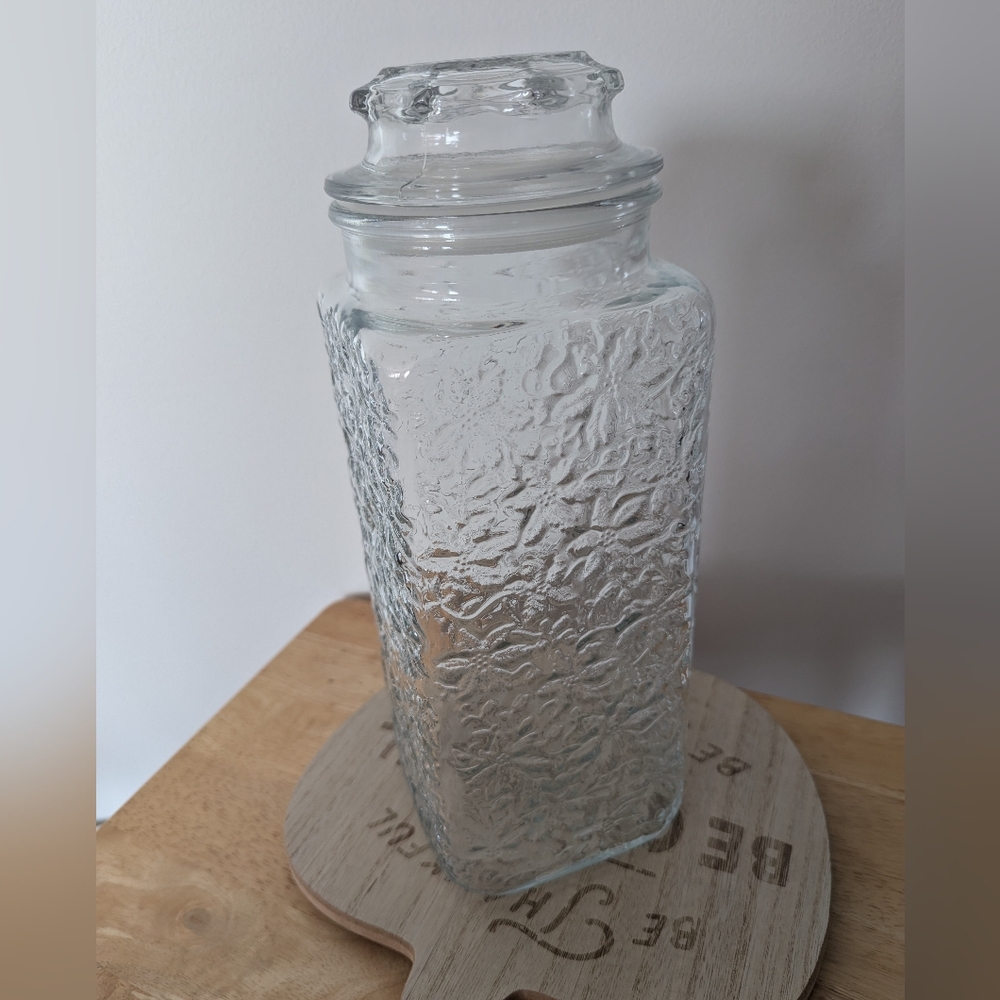 Princess House Fantasia Canister Jar With Sealed Lid EUC Tall Vintage